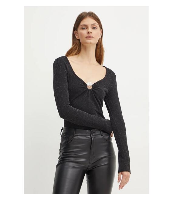 Longsleeve Karl Lagerfeld χρώμα: μαύρο, 246W1712