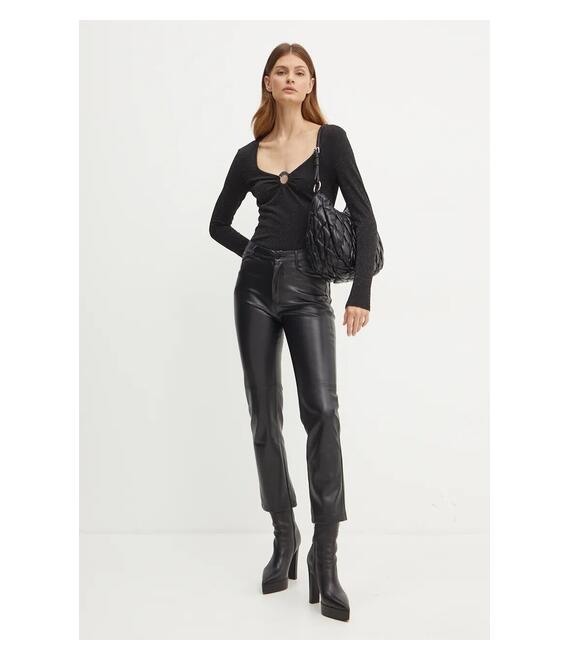 Longsleeve Karl Lagerfeld χρώμα: μαύρο, 246W1712