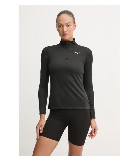 Φούτερ για τζόκινγκ Mizuno Dryaeroflow χρώμα: μαύρο, J2GAB704