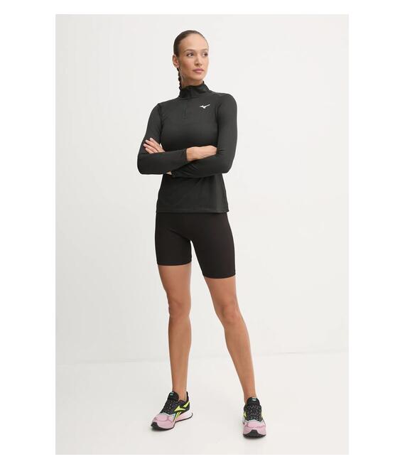 Φούτερ για τζόκινγκ Mizuno Dryaeroflow χρώμα: μαύρο, J2GAB704