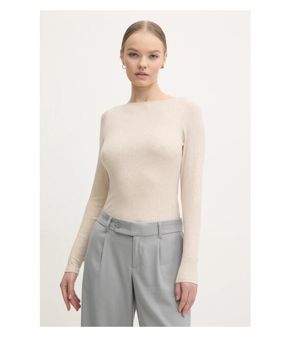 Μακρυμάνικο Abercrombie & Fitch χρώμα: μπεζ, KI139-4606