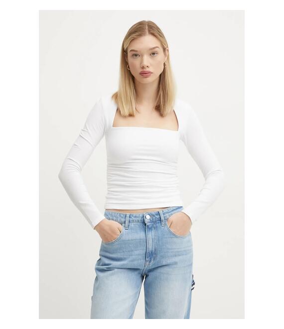 Μακρυμάνικο Abercrombie & Fitch χρώμα: άσπρο, KI139-4893