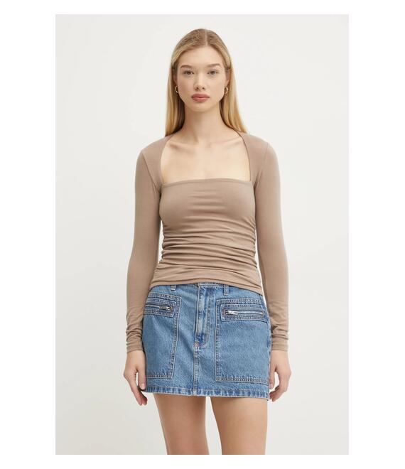 Μακρυμάνικο Abercrombie & Fitch χρώμα: μπεζ, KI139-4893