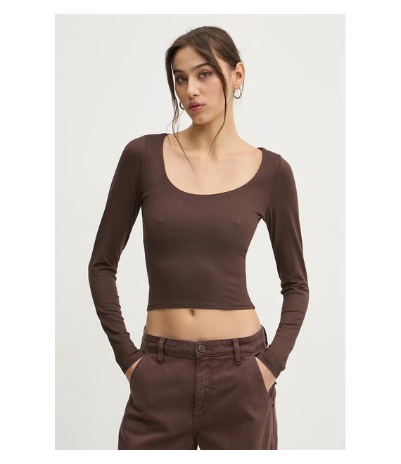 Μακρυμάνικο Hollister Co. χρώμα: καφέ, KI339-3626