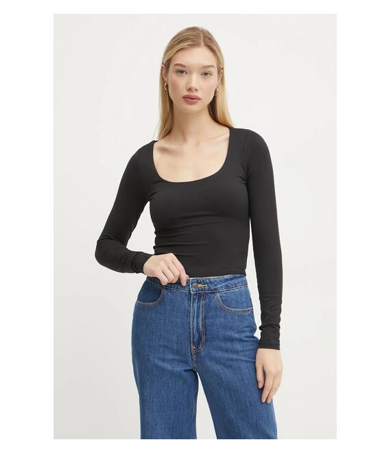 Μακρυμάνικο Hollister Co. χρώμα: μαύρο, KI339-3626