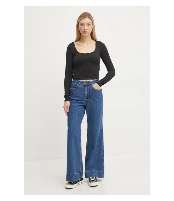 Μακρυμάνικο Hollister Co. χρώμα: μαύρο, KI339-3626