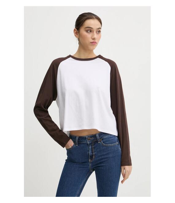 Βαμβακερή μπλούζα με μακριά μανίκια Hollister Co. χρώμα: μπεζ, KI339-3682