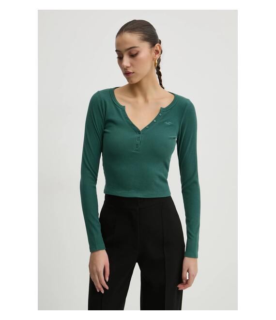 Μακρυμάνικο Hollister Co. χρώμα: πράσινο, KI339-3684