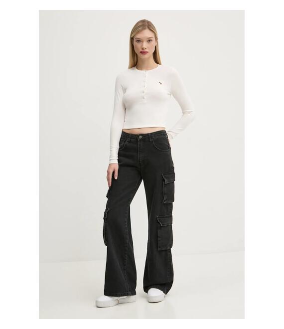 Μακρυμάνικο Abercrombie & Fitch χρώμα: μπεζ, KI139-4667