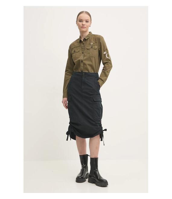 Βαμβακερό πουκάμισο Superdry χρώμα: πράσινο, W4010438A-A2Q