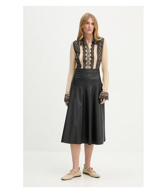 Μεταξωτό πουκάμισο The Kooples χρώμα: μπεζ, FCCL29002K