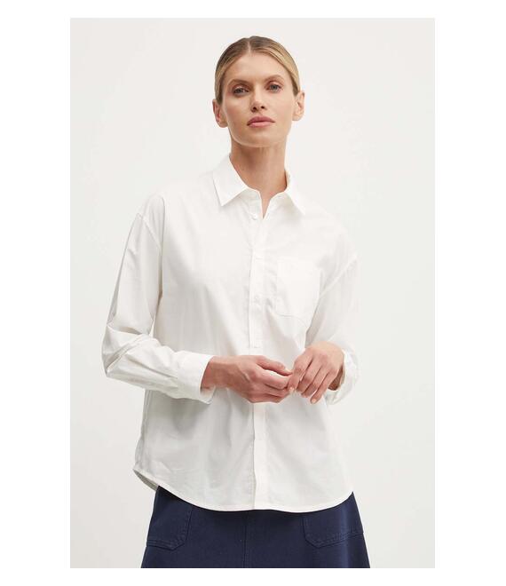 Βαμβακερό πουκάμισο A.P.C. chemise boyfriend brodee χρώμα: άσπρο, COEVD.F12550