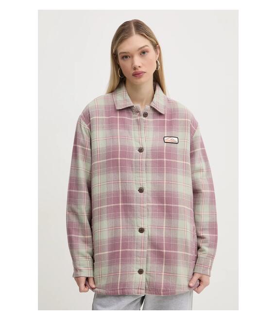 Πουκάμισο μπουφάν Quiksilver Plaid Overshirt χρώμα: ροζ, EQYWT04593