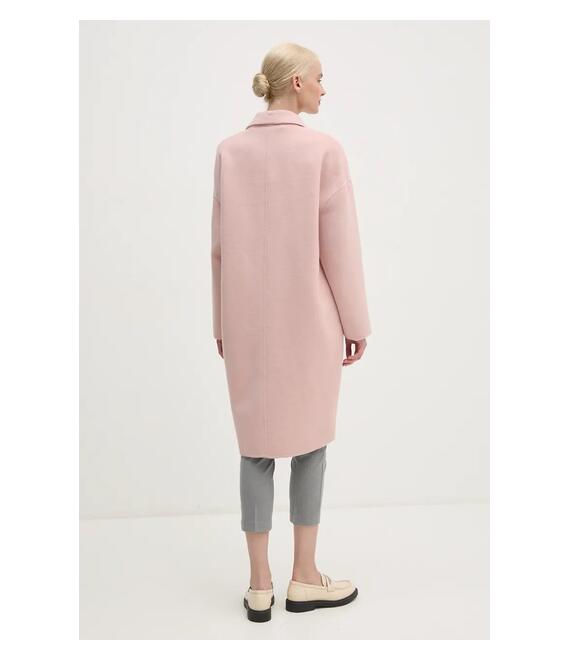 Μάλλινο παλτό United Colors of Benetton χρώμα: ροζ, 28F7DN06B