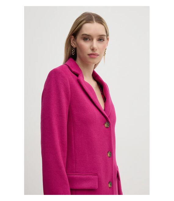 Μάλλινο παλτό United Colors of Benetton χρώμα: ροζ, 2U62DN062