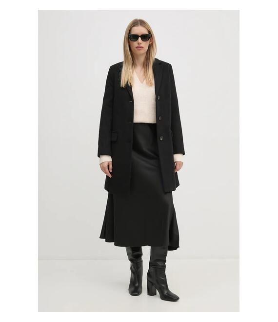 Μάλλινο παλτό United Colors of Benetton χρώμα: μαύρο, 2U62DN062