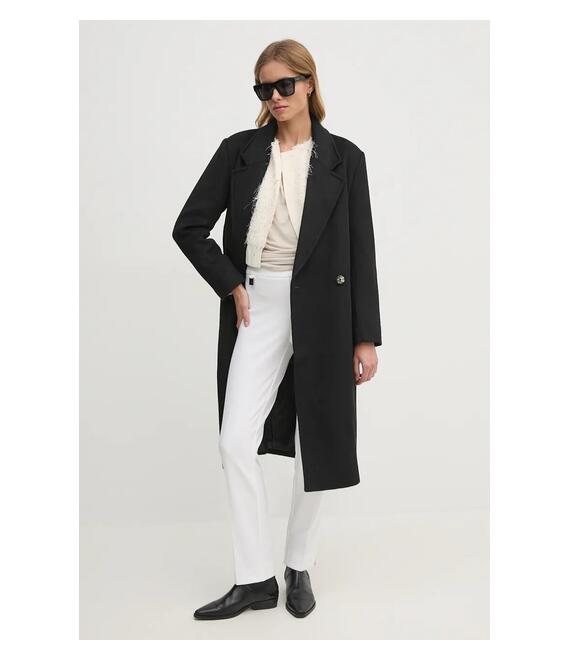 Μάλλινο παλτό Dkny χρώμα: μαύρο, D2G4A203