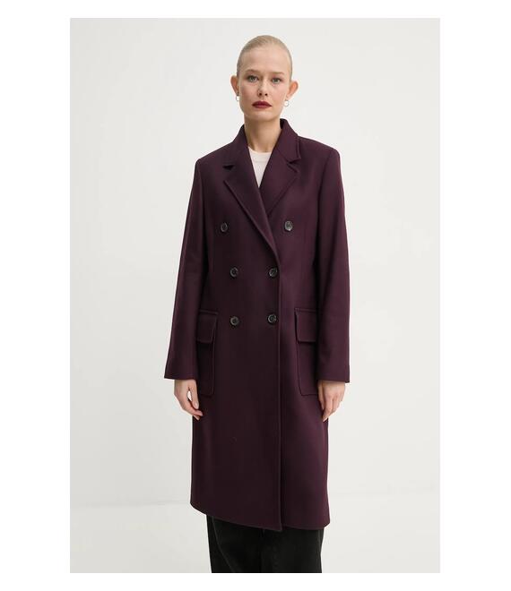 Μάλλινο παλτό PS Paul Smith χρώμα: μοβ, W2R.240C.N21059