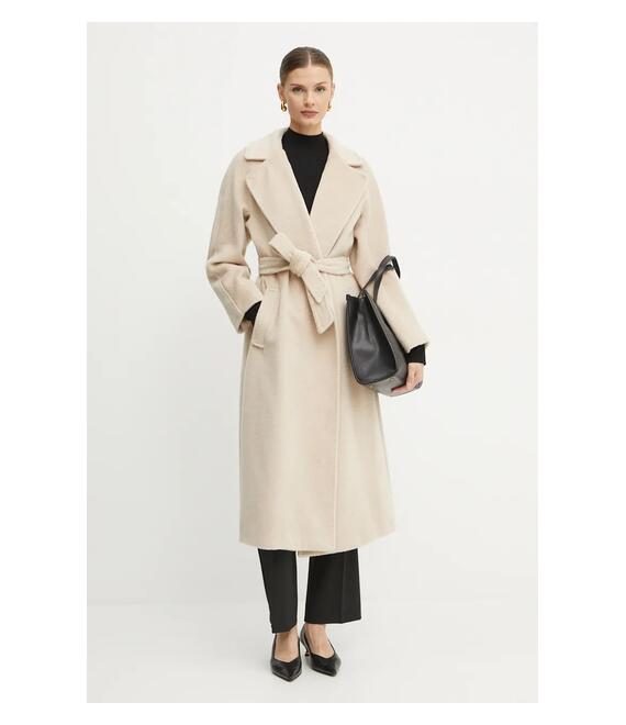 Μάλλινο παλτό Weekend Max Mara χρώμα: μπεζ, 2425016102600