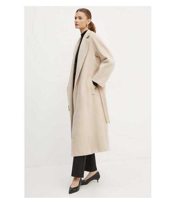 Μάλλινο παλτό Weekend Max Mara χρώμα: μπεζ, 2425016102600