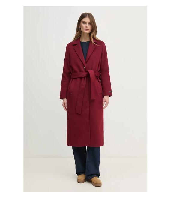 Μάλλινο παλτό Pepe Jeans BRENDA χρώμα: μπορντό, PL402479