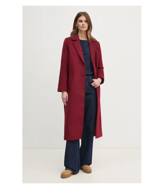 Μάλλινο παλτό Pepe Jeans BRENDA χρώμα: μπορντό, PL402479