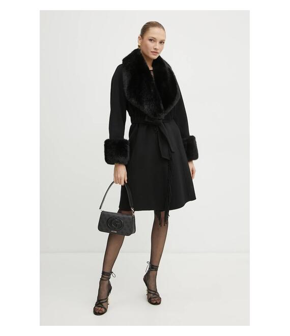 Μάλλινο παλτό Marciano Guess LILIANA χρώμα: μαύρο, 4BGL10 7125A