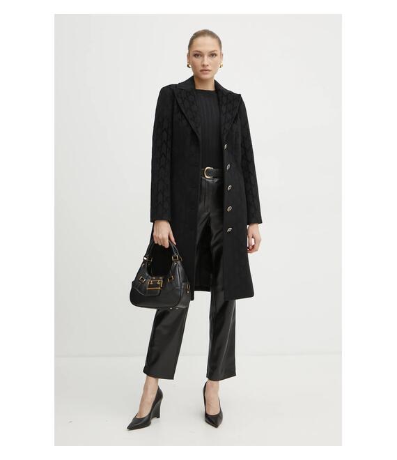 Μάλλινο παλτό Marciano Guess LINDA χρώμα: μαύρο, 4BGL03 7177A