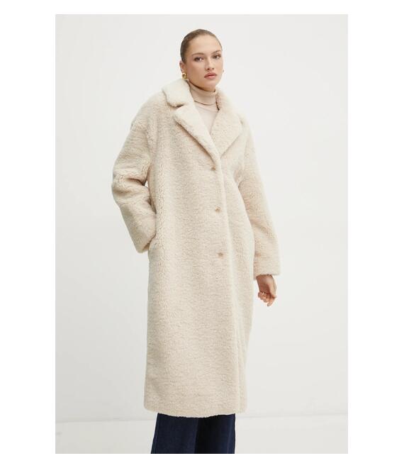 Παλτό Guess ALINA χρώμα: μπεζ, W3BL86 WF2C2