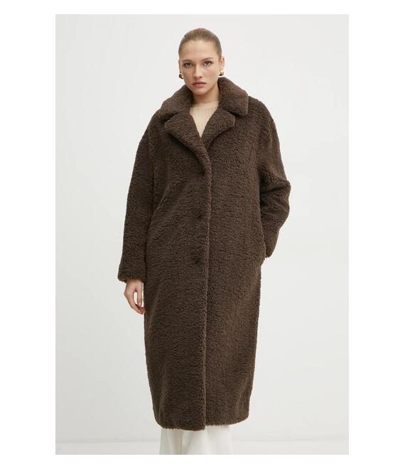 Παλτό Guess ALINA χρώμα: καφέ, W3BL86 WF2C2