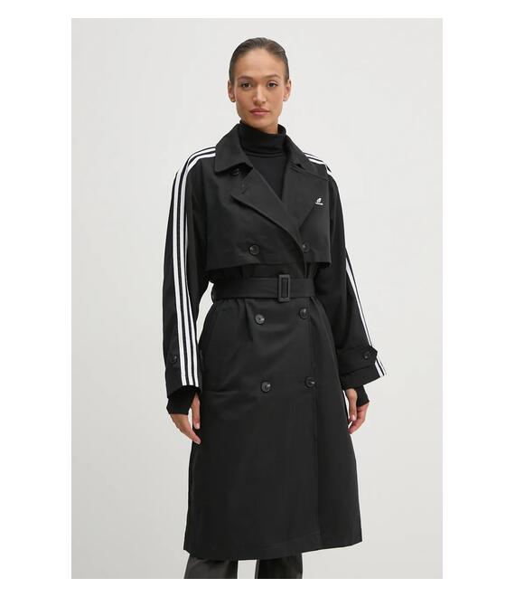 Παλτό adidas Originals Tcoat Twill χρώμα: μαύρο, IZ0381