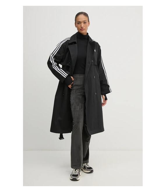 Παλτό adidas Originals Tcoat Twill χρώμα: μαύρο, IZ0381
