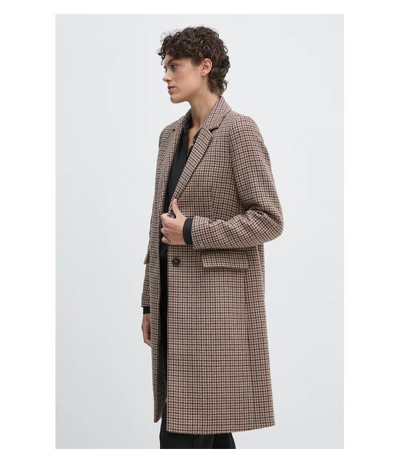 Παλτό από μείγμα μαλλιού Tommy Hilfiger χρώμα: μπεζ, WW0WW43195