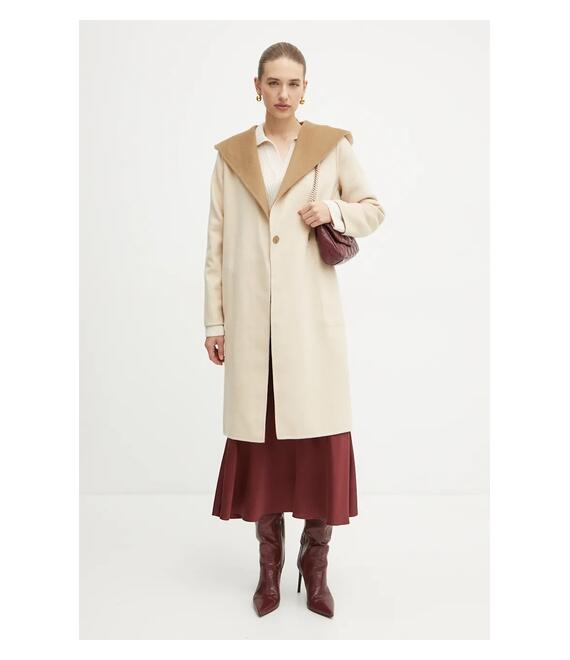 Μάλλινο παλτό διπλής όψης MICHAEL Michael Kors χρώμα: καφέ, 77B6510M22