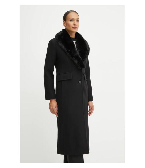 Μάλλινο παλτό MICHAEL Michael Kors χρώμα: μαύρο, 77B6781M12