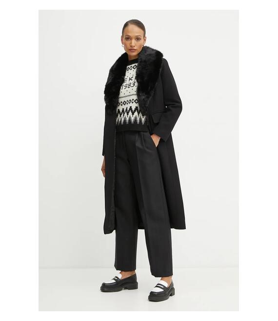 Μάλλινο παλτό MICHAEL Michael Kors χρώμα: μαύρο, 77B6781M12
