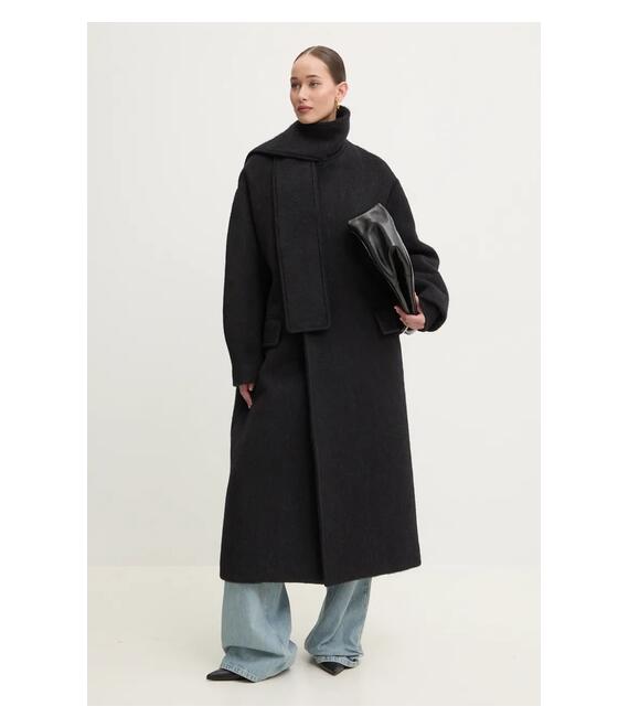 Μάλλινο παλτό MSGM χρώμα: μαύρο, 3742MDC04.247503