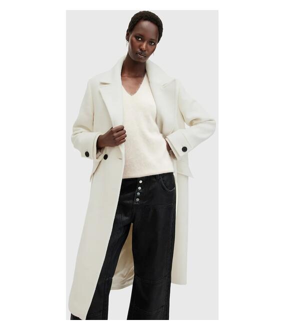 Παλτό από μείγμα μαλλιού AllSaints MABEL COAT χρώμα: άσπρο, W006OZ