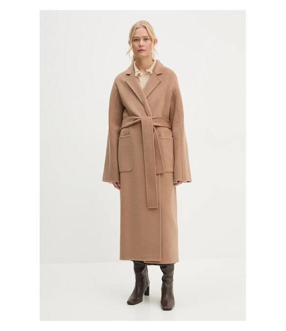 Μάλλινο παλτό Stand Studio Claudine Long Coat χρώμα: καφέ, 61218-8550 Μάλλινο παλτό Stand Studio Claudine Long Coat χρώμα: καφέ, 61218-8550