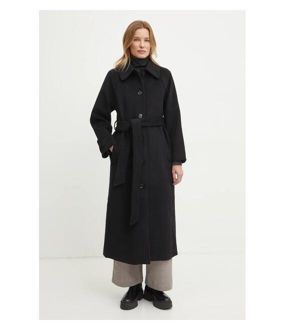 Μάλλινο παλτό Abercrombie & Fitch χρώμα: μαύρο, KI144-4195