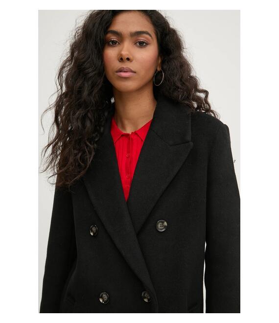 Μάλλινο παλτό Abercrombie & Fitch χρώμα: μαύρο, KI144-4198