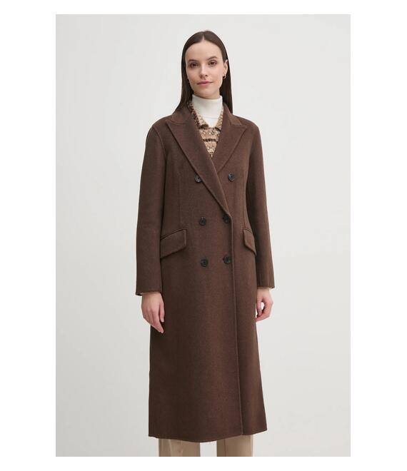 Παλτό από μείγμα μαλλιού Pedro del Hierro χρώμα: καφέ, 7528336