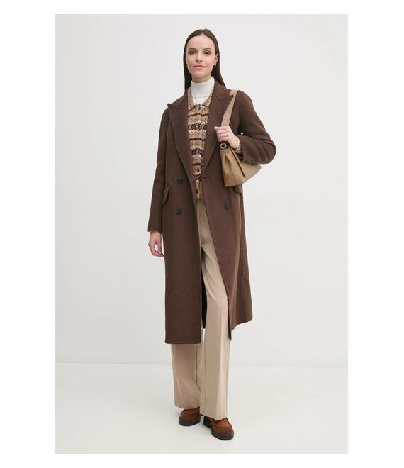 Παλτό από μείγμα μαλλιού Pedro del Hierro χρώμα: καφέ, 7528336