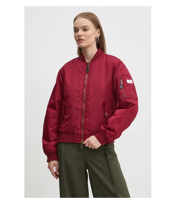 Μπουφάν bomber Guess Jeans γυναικείο, χρώμα: κόκκινο, W4YL01 WG932