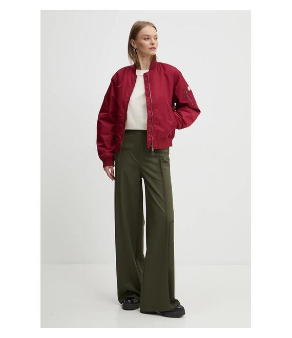 Μπουφάν bomber Guess Jeans γυναικείο, χρώμα: κόκκινο, W4YL01 WG932