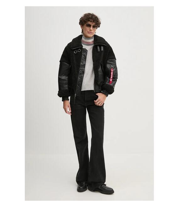 Μπουφάν Alpha Industries Teddy PU Bomber χρώμα: μαύρο, 148001
