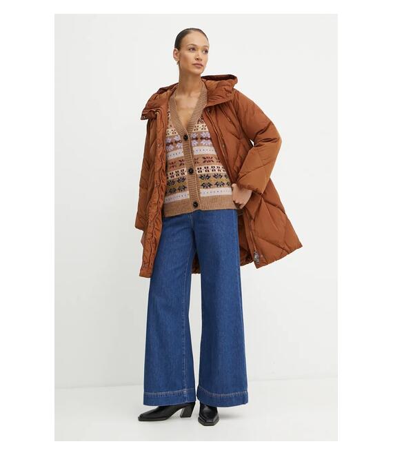 Μπουφάν με επένδυση από πούπουλα Weekend Max Mara χρώμα: καφέ, 2425496092600