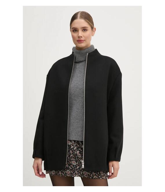 Μάλλινο μπουφάν United Colors of Benetton χρώμα: μαύρο, 2O9VDN004