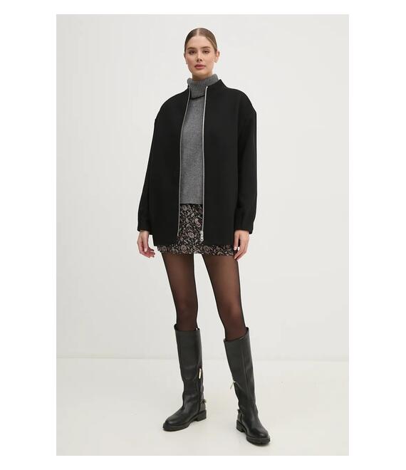 Μάλλινο μπουφάν United Colors of Benetton χρώμα: μαύρο, 2O9VDN004
