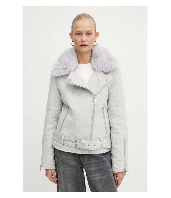 Μπουφάν από μίγμα μαλλιού Guess NANCY χρώμα: γκρι, W4BL30 WGJG2